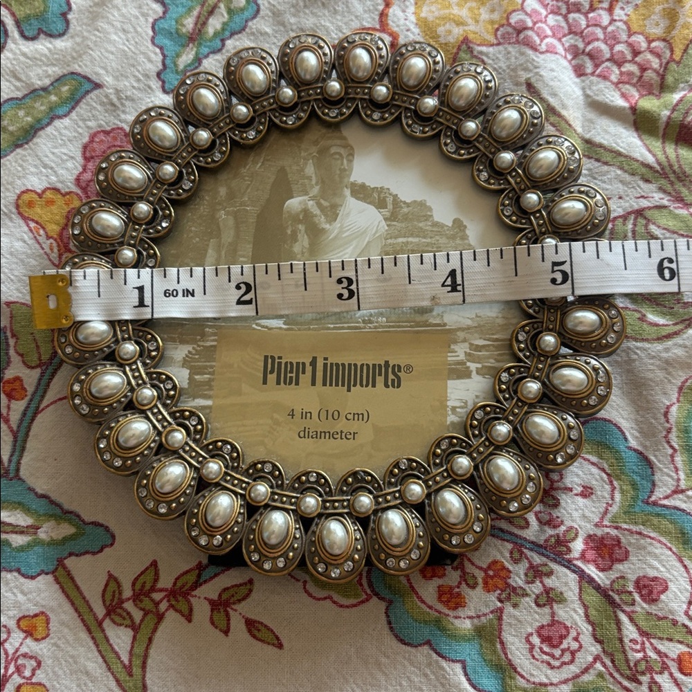 Pier 1 Ornate Pearl and Bronze Round Frame - Picture 3 of 3